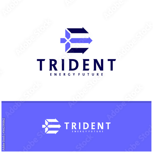 Letter E F with Trident logo icon design vector design template inspiration