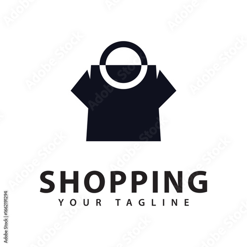 Clean Shopping Handbag Logo Design Vector