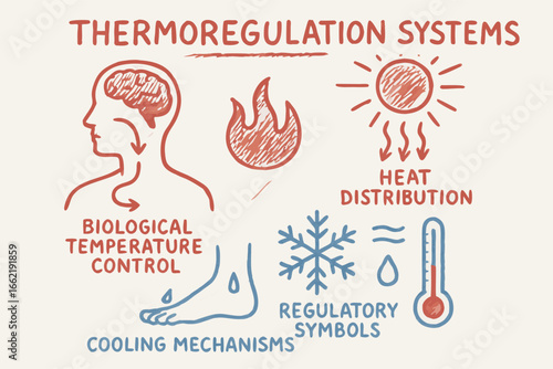 Thermoregulation Systems Sketch - Biological Temperature Control Diagram