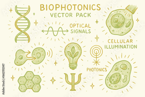 Biophotonics Vector Pack: Science, Cells, DNA, and Light