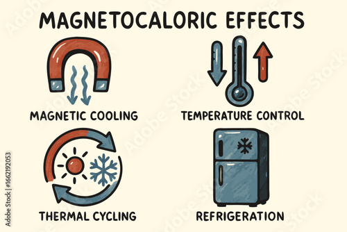 Magnetocaloric Effects - Illustration of Magnetic Cooling, Temperature Control, Thermal Cycling, and Refrigeration