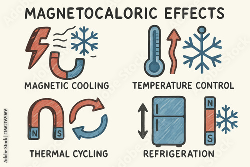Magnetocaloric Effect Diagrams: Magnetic Cooling, Temperature Control, Thermal Cycling, Refrigeration