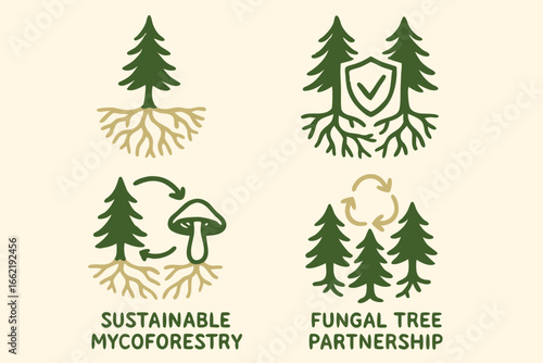 Mycoforestry and Fungal Tree Partnership Symbol Set