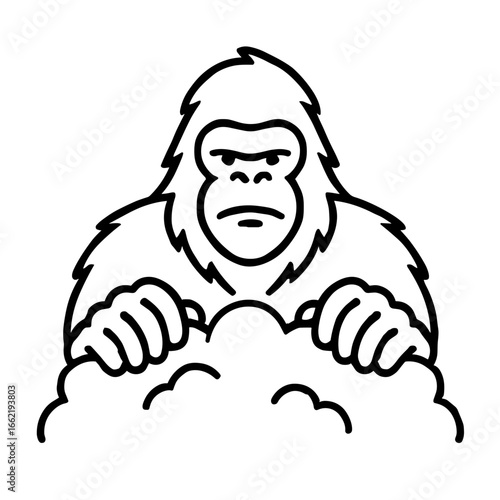 A stylized illustration of an bigfoot, showcasing detailed linework, creating a captivating graphic, perfect for print. 