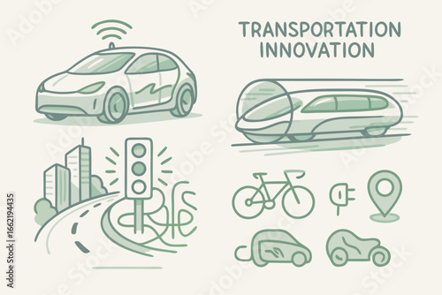 Transportation Innovation with Self-Driving Car, High-Speed Train and Electric Vehicle
