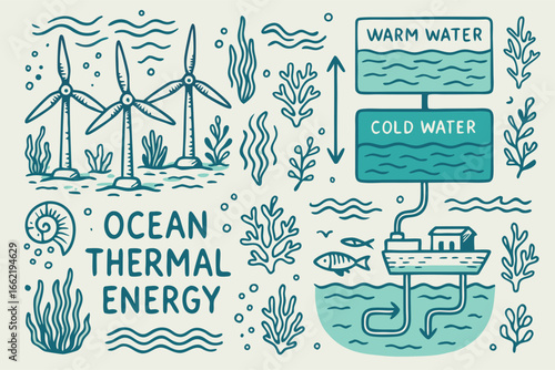 Ocean Thermal Energy Conversion (OTEC) Illustration