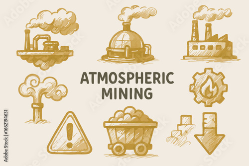 Atmospheric Mining Illustration - Hand Drawn Style