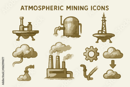 Atmospheric Mining Icons, Concept Design, Pencil Sketch