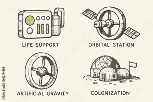 Space Exploration Concepts: Life Support, Orbital Station, Artificial Gravity, Colonization