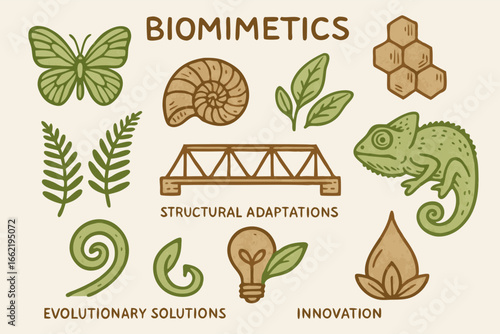 Biomimicry: Nature-Inspired Design and Innovation, Vector Illustration