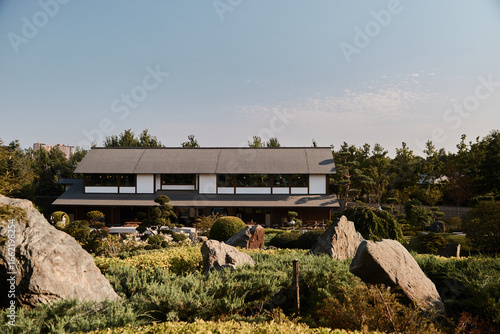 Japanese garden and building