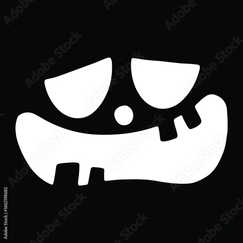 Halloween Pumpkin Funny Faces Silhouette Set, Scary Jack O Lantern Vector