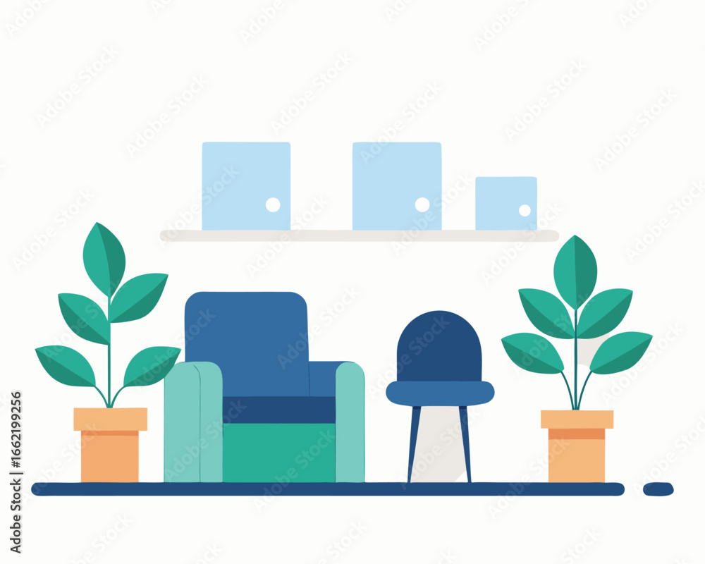 Fototapeta premium Reception Area with Waiting Chairs and Plants
