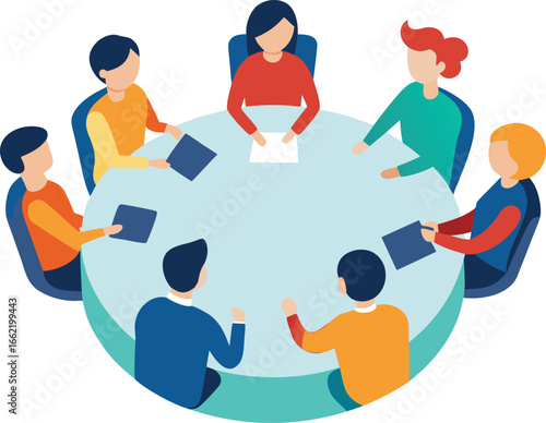 Team Brainstorming Around Round Table
