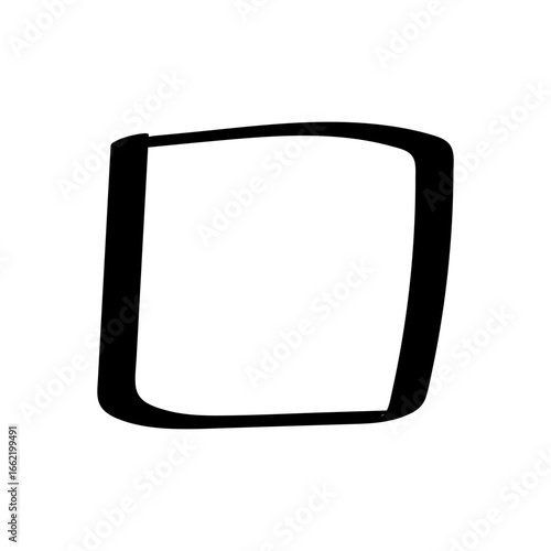 Hand drawn checkbox outline in minimalist style with square shape, displayed without checkmark.