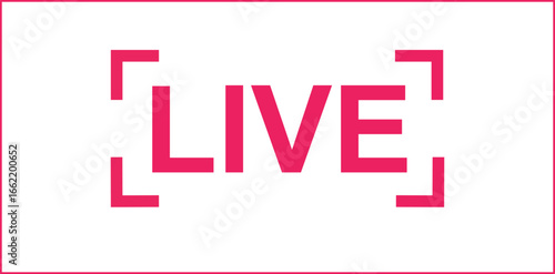 live,broadcast,streaming A vector illustration of a pink live icon with frame corners a modern concept for online video streaming social media status and on air tv events
