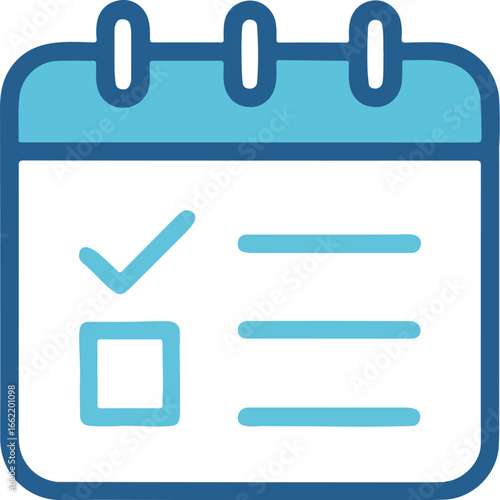 Simple blue icon of a checklist with a checkmark and empty box on a white background