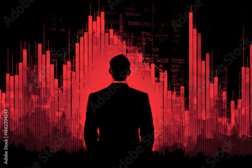 Stock market crash concept with red bar chart