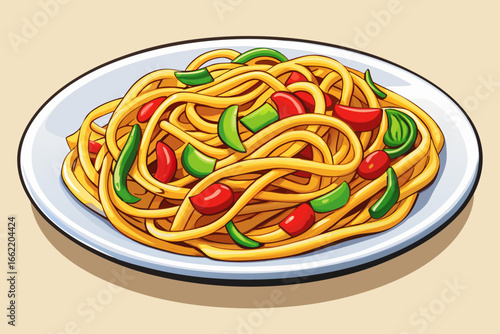 a plate of vegetable noodles