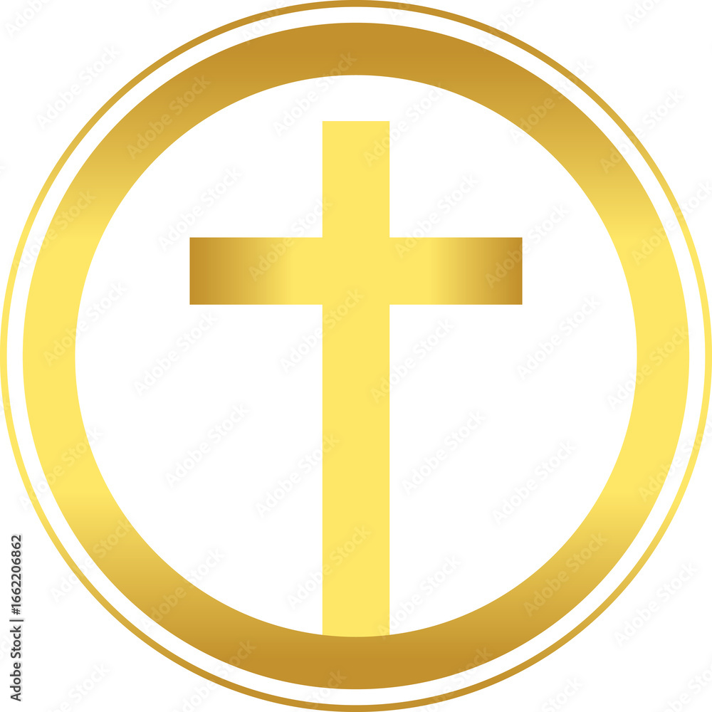 Obraz premium 종교-십자가-원형 프레임-골드-그라데이션