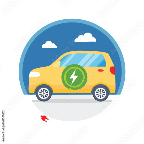 Yellow Electric Car Eco Friendly Design
