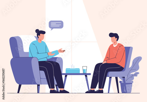 Mental health professional helping client through difficult conversation and emotional support