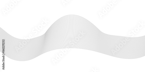 Abstract wavy gray blend liens design on white background. Digital frequency track equalizer. Vector illustration, Wavy stylized it make using blend tool.