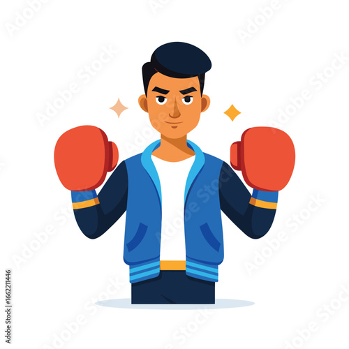 Boxing Coach Holding Focus Mitts Vector Artwork