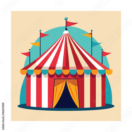 Circus Tent with Colorful Flags and Bunting