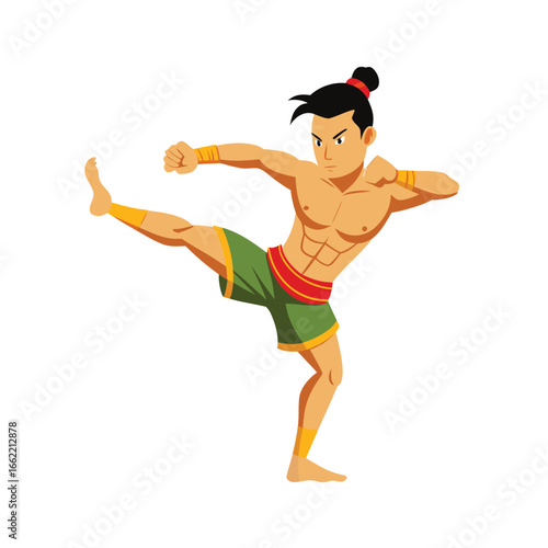 Muay Thai Fighter in Traditional Pre Fight Dance Pose