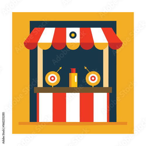 Shooting Gallery Stall with Prizes Hanging