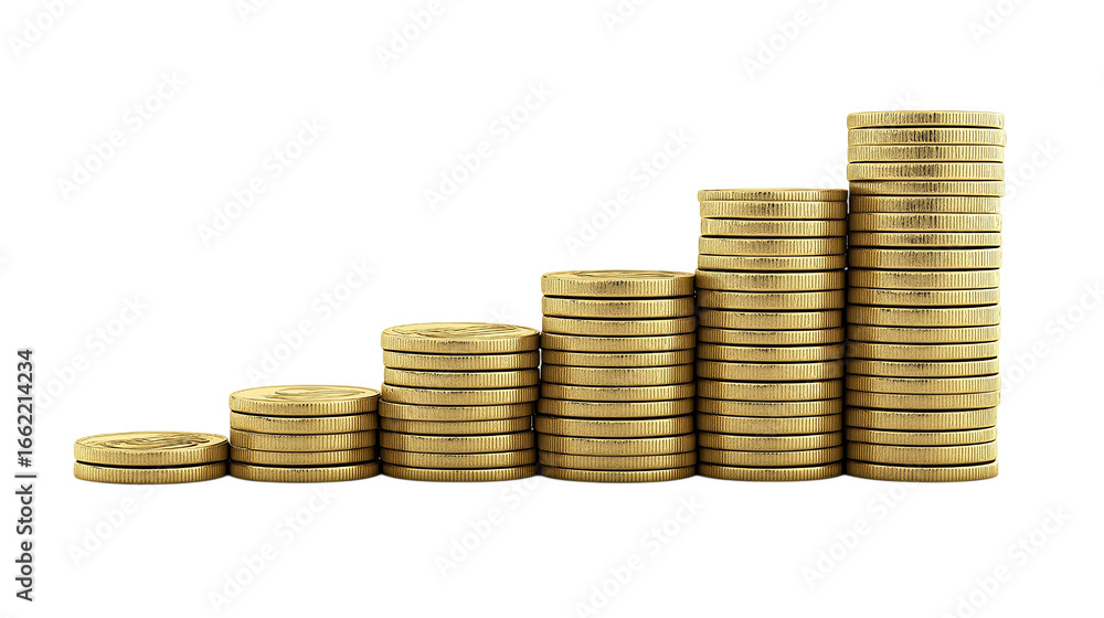 A stack of gold coins with the top coin being the smallest A stack of gold coins with the top coin being the smallest