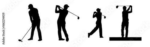 Golf Player Silhouettes, vector illustration