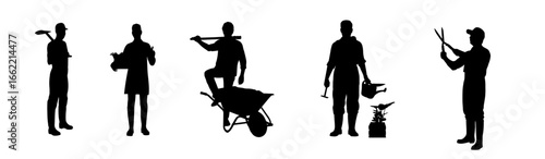 Gardener Silhouettes Collection, vector illustration