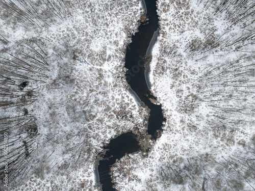 Aerial view of flowing rive...
