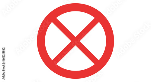 Red circle with cross symbol indicating prohibition or rejection