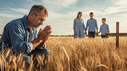Father's Prayer in Wheat Field