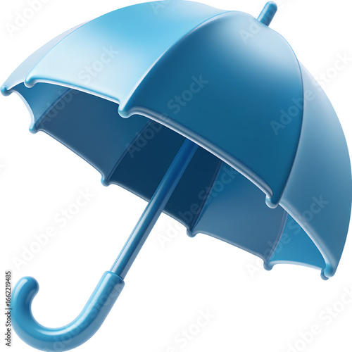 set of blue umbrella 3d icon illustration transparent background