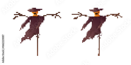 Two pixel art santa hats on a white background, perfect for festive holiday designs.