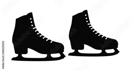 Black silhouette of a pair of ice skates on a white background