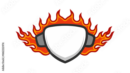 Fire headphones shield logo design vector template for gaming music streaming and podcasting brand identity