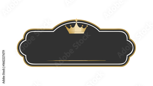 Elegant black and gold frame with crown design ideal for luxury branding and stylish presentations usage