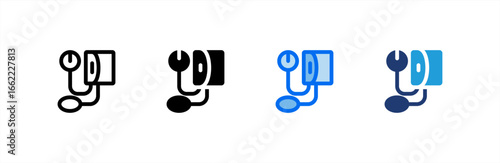 Sphygmomanometer icon set multiple style collection. Vector illustration.