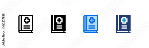 Medical Book icon set multiple style collection. Vector illustration.