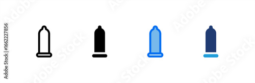 Condom icon set multiple style collection. Vector illustration.