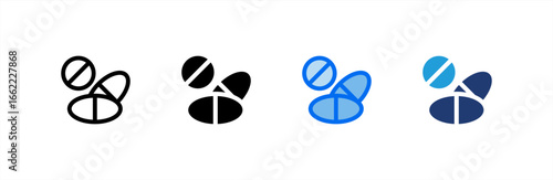 Drugs icon set multiple style collection. Vector illustration.