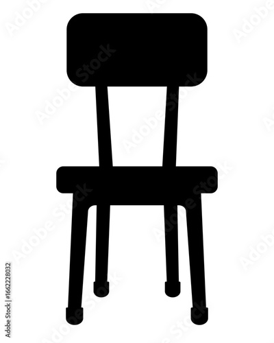 Chair wooden classic, furniture - vector silhouette image for logo, pictogram or stencil. Chair wooden with back image for stencil