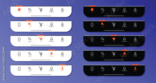 Navigation UI Template Design Mobile App lite and dark versions