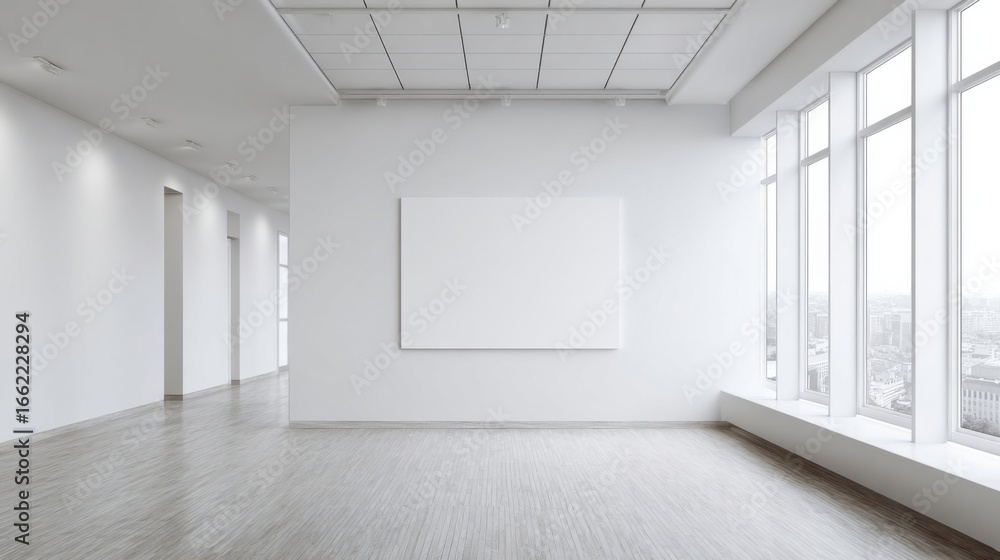Fototapeta premium a large empty room with a picture on the wall