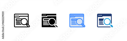 Search Results icon set multiple style collection. Vector illustration.